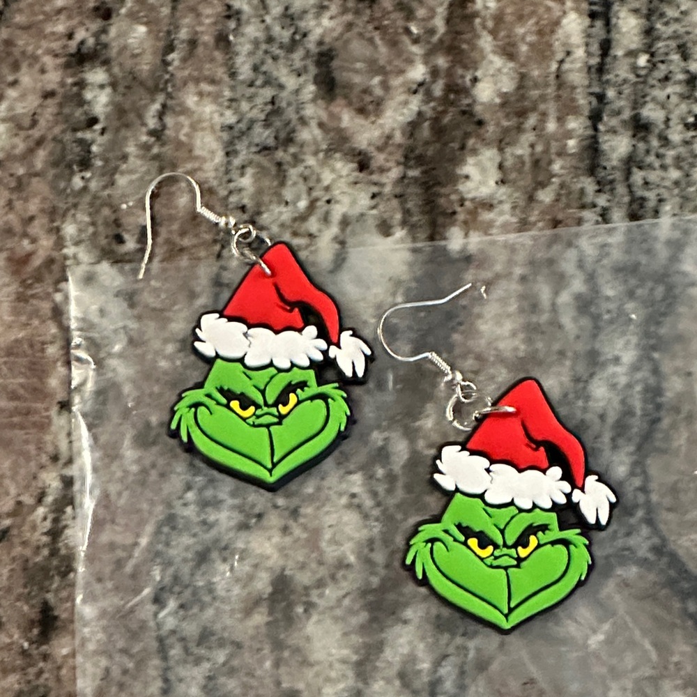 Grinch Christmas Earrings - Green and Red
